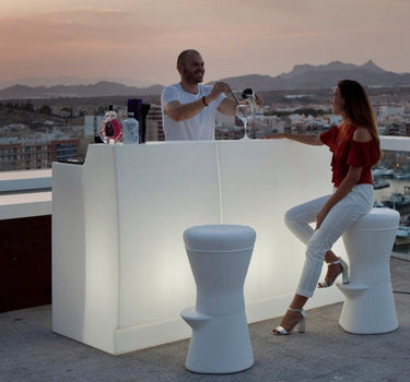 Set x1 Bar illuminata con doppia altezza Sicilia + x2 Sgabello Corfu 74
