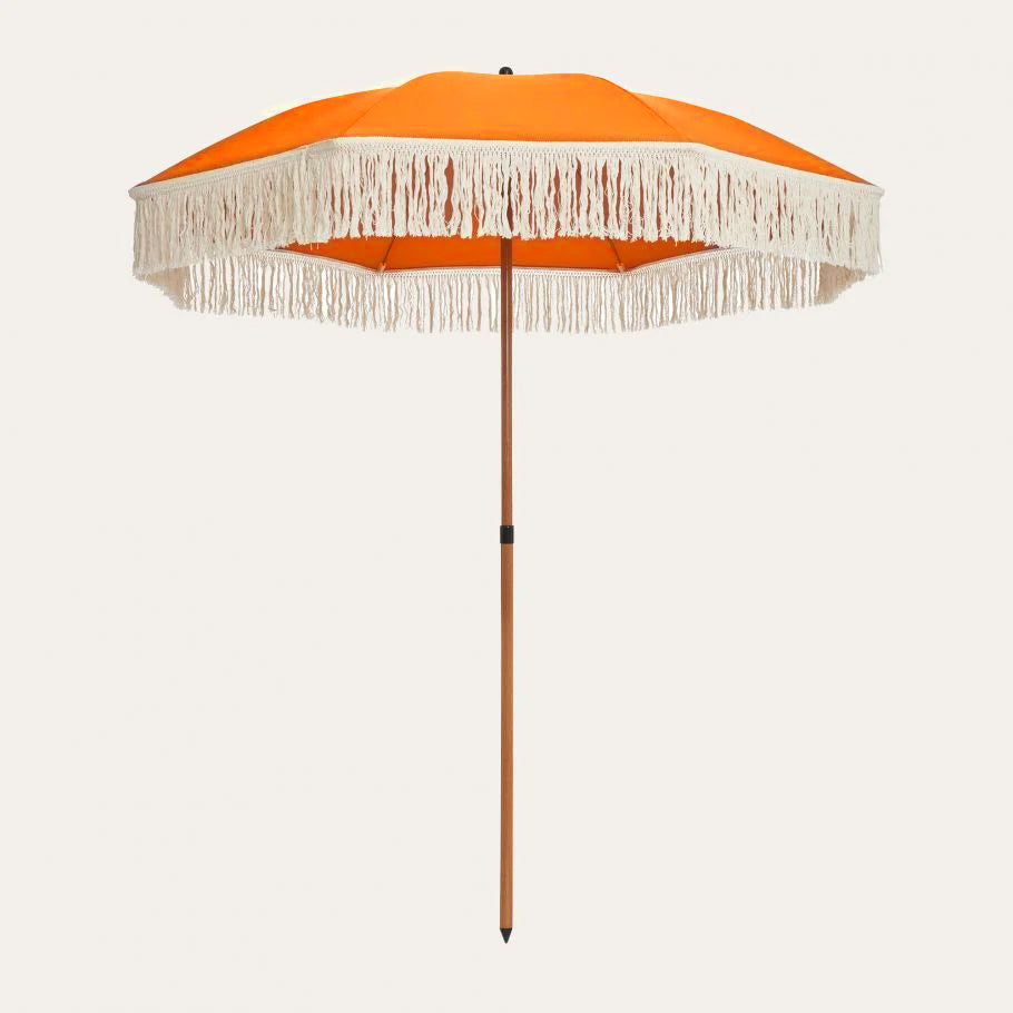 Ombrellone A Righe Vintage di Lusso,Rosa+Bianco,Ombrellone da Giardino con Frangia,8 Nervature,Resistente Ai Raggi UV E Impermeabile,Palo per Ombrellone in Faggio,Ombrellone Rotondo Grande 2 M